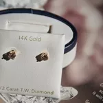 Новые серьги с бриллиантами цвета шампанского ( tw 0, 5 ct)