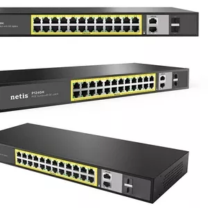 Современный свитч Netis P124GH с 24 портами RJ45 и 2 SFP