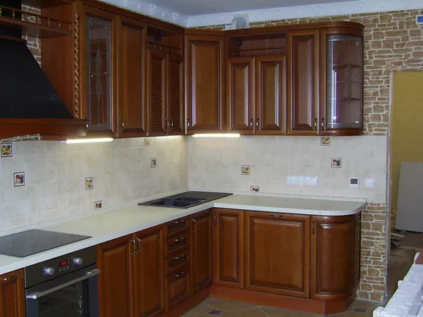 Кухня - фасады натуральное дерево Черешня ХВ 4