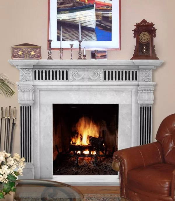 Камин из мрамора в интерьере.Киев. 4