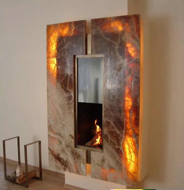 Камин из мрамора в интерьере.Киев. 6