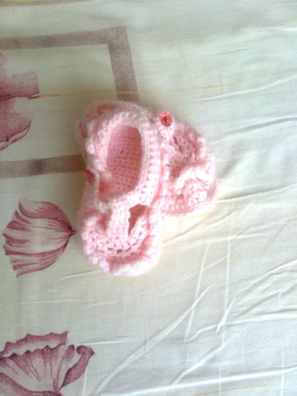 Вязанные розовые пинеточки Новые 2