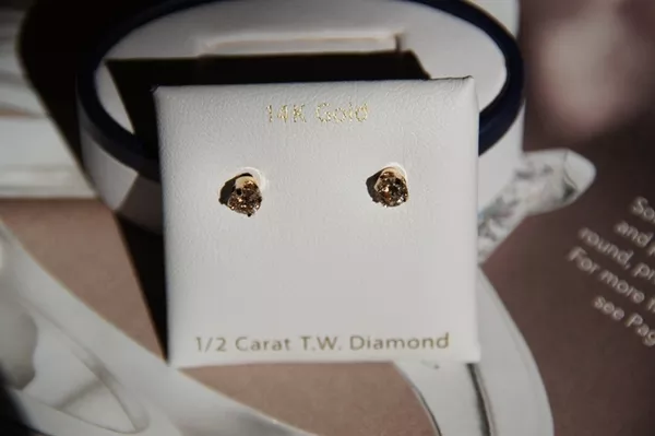 Новые серьги с бриллиантами цвета шампанского ( tw 0, 5 ct) 2