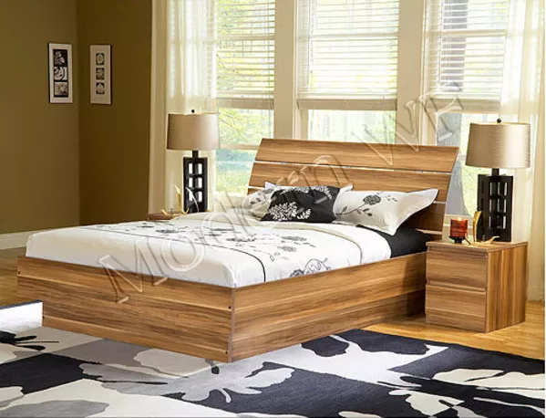 Двухспальная кровать Латте из натурального дерева 2