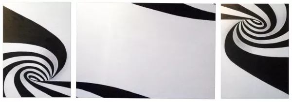 Модульная черно - белая картина маслом Водоворот,  триптих. Эксклюзив. Абстракция