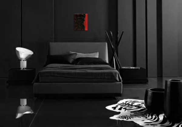 Авторская объемная картина маслом - Красное и черное (с эффектом 3D) 2