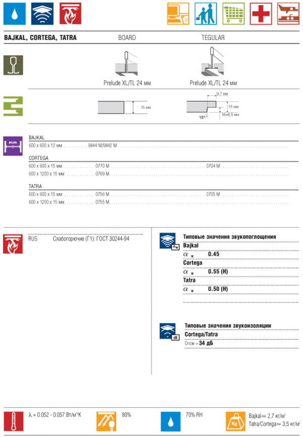 Плита подвесного потолка Bajkal / Байкал Armstrong 2