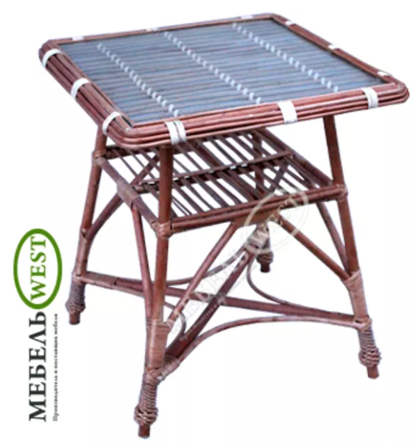 Плетеная мебель из лозы, Стол плетеный со стеклом