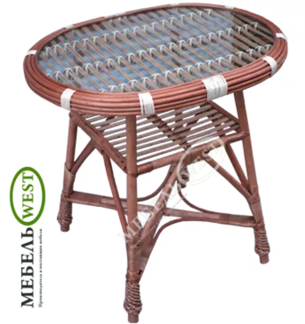 Плетеная мебель из лозы, Стол плетеный со стеклом 2
