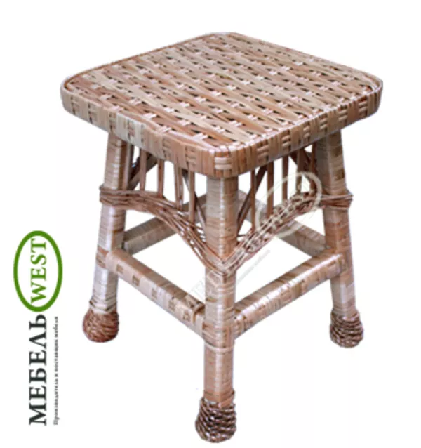 Плетеные стулья для кухни, Табурет из лозы
