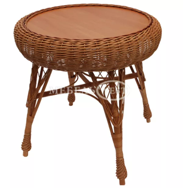 Плетеная мебель для кафе, Стол обплетенный круглый