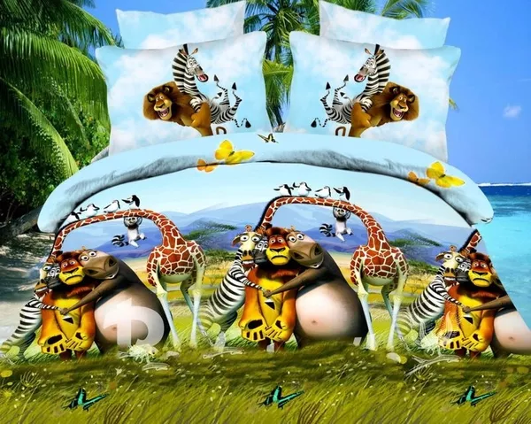 Детская постель фото - комплект Мадагаскар, ранфорс