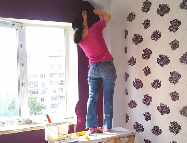 Поклейка обоев цена 80 грн Киев 