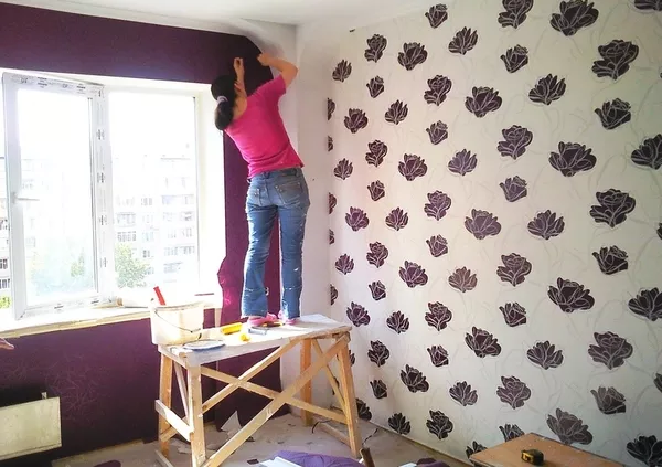 Поклейка обоев Киев Недорого 