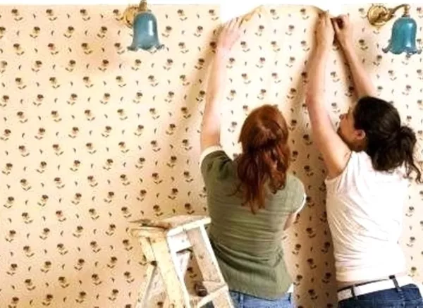 Поклейка обоев с подготовкой 