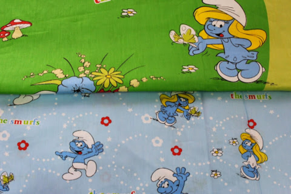 Постельное белье детское из сатина, комплект Смурфики