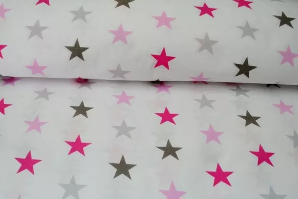   Детское постельное белье натуральное,  Комплект Звезды серо-розовые