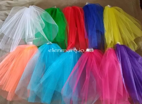 Свадебные, цветная фата, для девичника