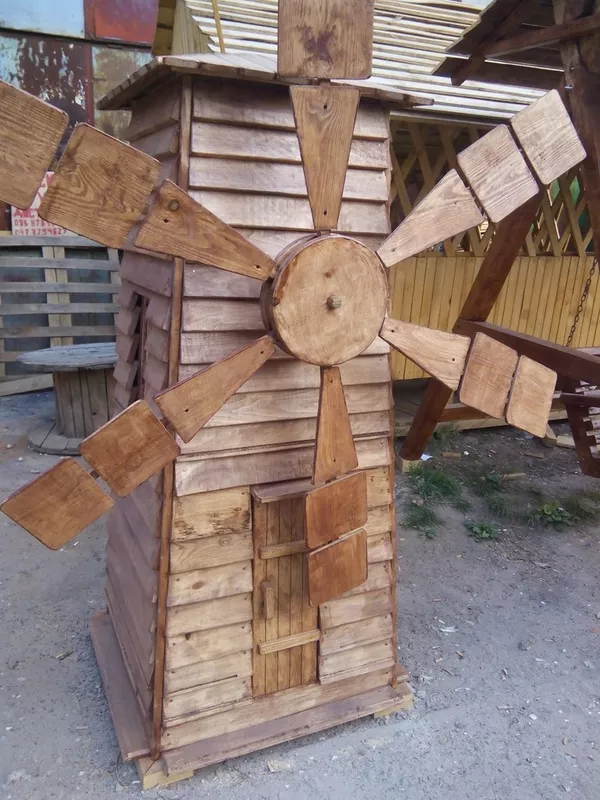 Мельница декоративная, млин из дерева 2