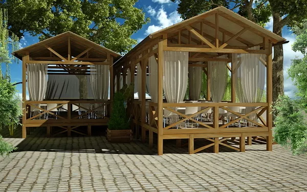 Летние площадка,  терраса для кафе и ресторанов из дерева 5