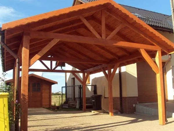 Деревянные навесы для авто. Автонавес.