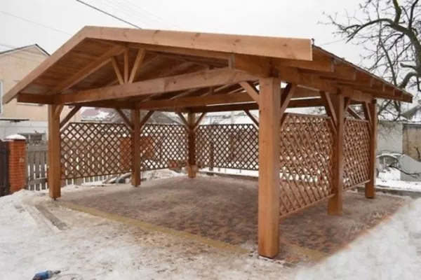 Деревянные навесы для авто. Автонавес. 2