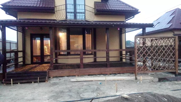 Веранда из дерева. Терраса из дерева. Пристройка к дому. 4