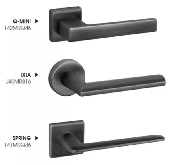 Итальянские ручки для межкомнатных дверей и окон Satin Black Reguitti 5