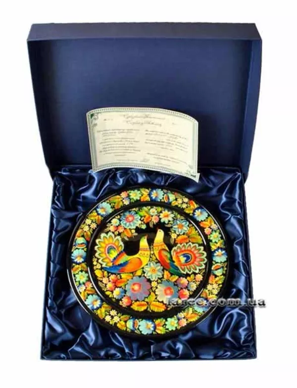 Тарелка с петриковской росписью 