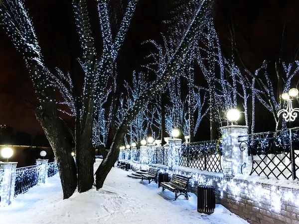 Новогодняя праздничная подсветка домов,  монтаж гирлянд 6