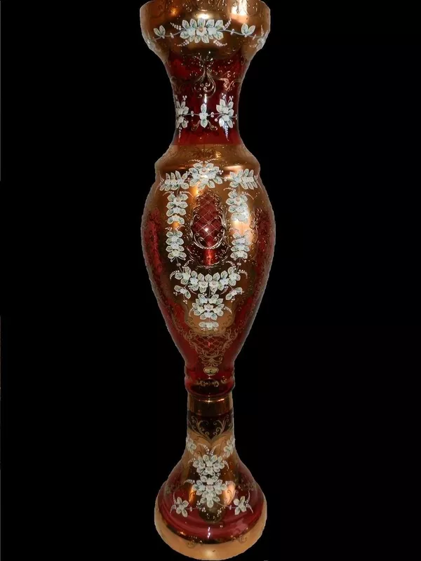 Чехия ваза 105 см,  богемский хрусталь смальта