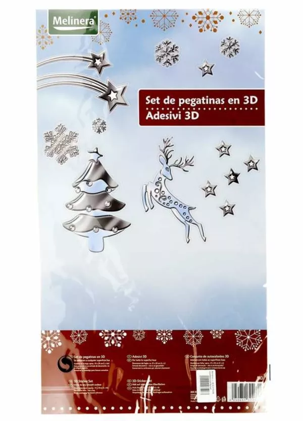 M19-570008, Новогодний набор наклеек 3D , универсальное, серебристый-б 2